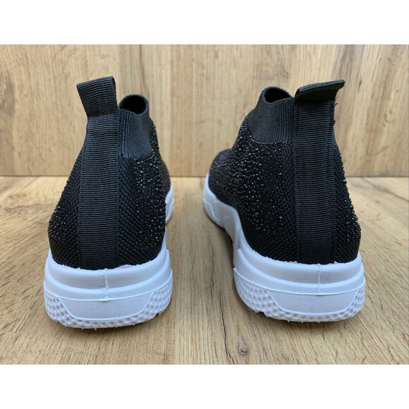 Azalea Wang DLamonds Sock Sneaker ShoesWomen's Size 7 Black Rhinestones Slip On - Picture 7 of 16